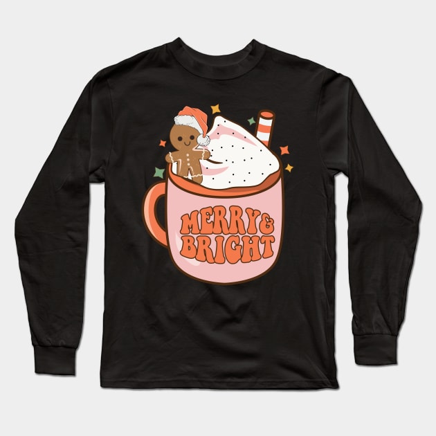 Merry and Bright Hot Cocoa Long Sleeve T-Shirt by BadDesignCo